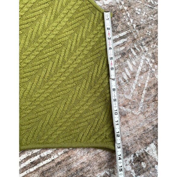 Coldwater Creek Boiled Wool Zip Sweater Vest M Green Chevron Textured VTG Style - Picture 12 of 14